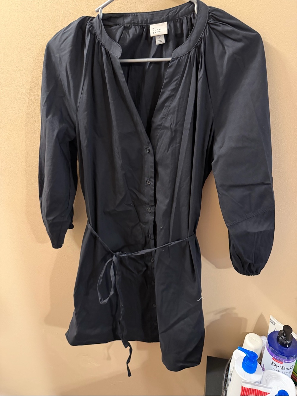 A New Day Black Button-Front Tunic Dress size XS